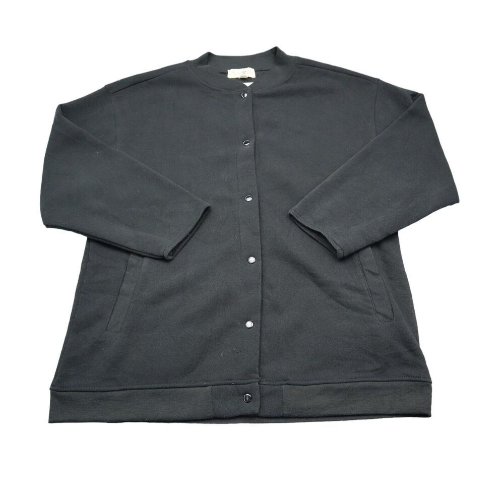 Turtle Bay New York Sweater Womens S Black Snap Button Side Pockets Cardigan